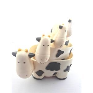 Molded Plastic Cow Measuring Cups Full Set Cute Country Kitchen Decor Farmhouse